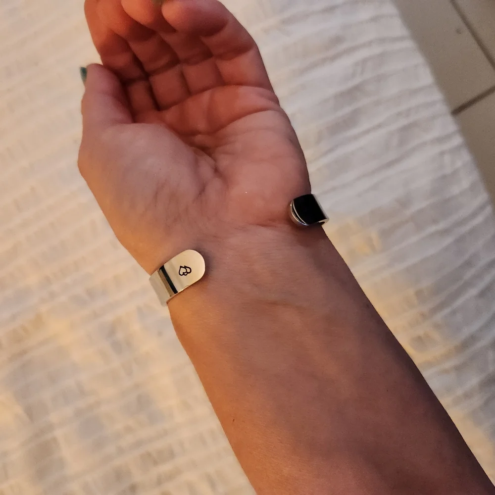 Mother Daughter Gift Mothers Day Bracelet Band with Heart Accent Stainless
